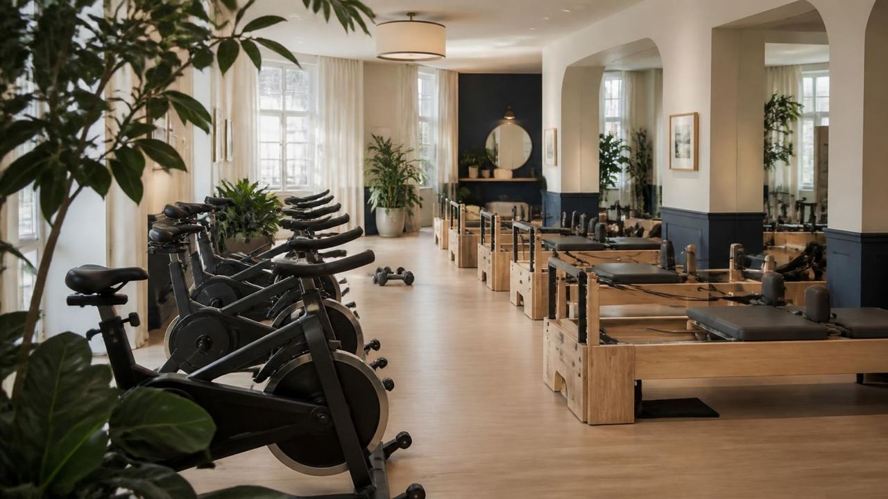 Boutique studio with indoor bikes and reformers